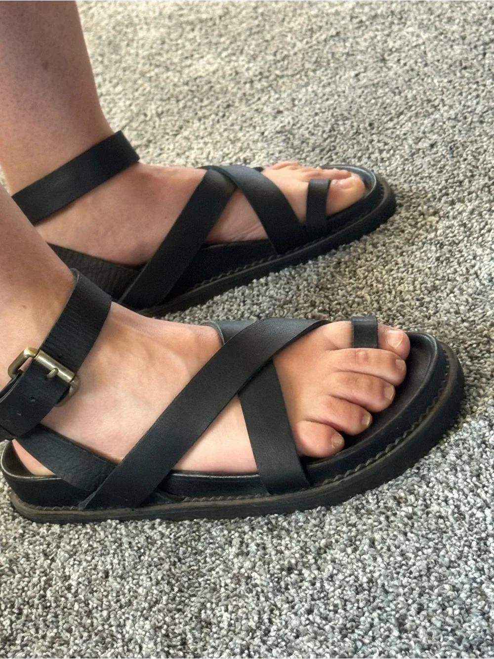 Black Strappy Leather Sandals - Liberte Bronte